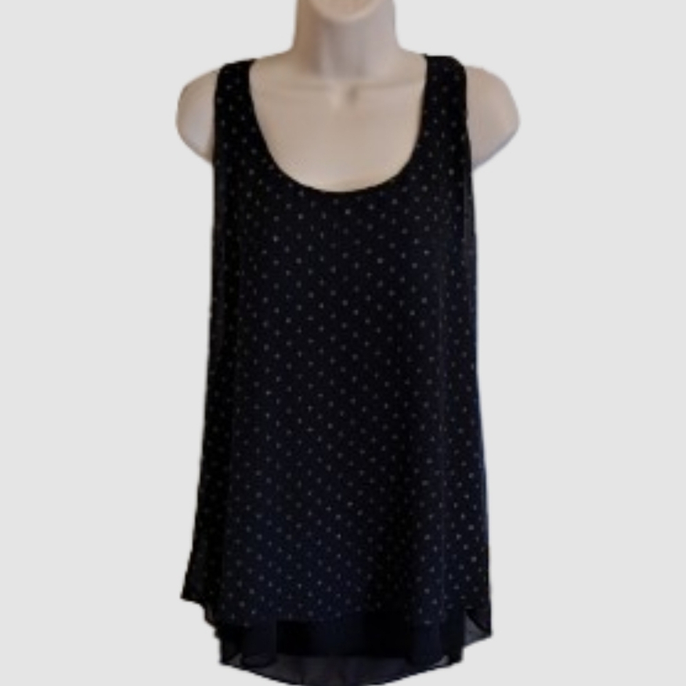 Bisou Bisou Black & Gold Asymmetrical Sleeveless Tank Top